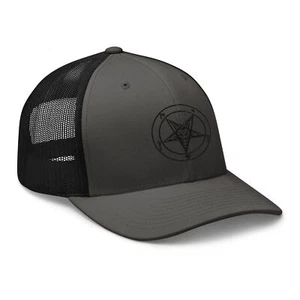 Black Sigil of Baphomet Satanic Symbol Trucker Cap Snapback Mütze - Bild 1 von 11