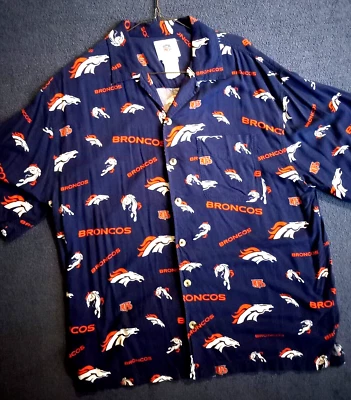 men's VINTAGE Denver BRONCOS short SLEEVE Rayon HAWAIIAN shirt LARGE - Image 1 of 4