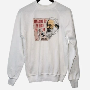 Vintage Breaking Up Is Hard To Do 80s White Graphic Sweater Romantic Heartbreak Gr. L - Bild 1 von 7