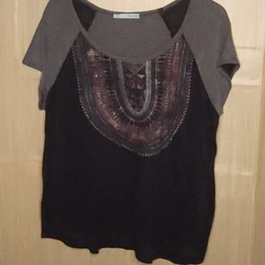 Maurices Womens Navy Blue Grey Southwestern Knit Stretchy Top XL - Picture 1 of 6