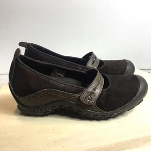 Merrell Plaza Bandeau Chocolate Womens Size 6.5 Suede Leather Mary Jane Shoes - Picture 1 of 8