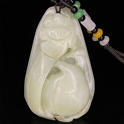 100% Natural Hand-carved Jade Pendant Jadeite Necklace Statue Peach 120 • 25$