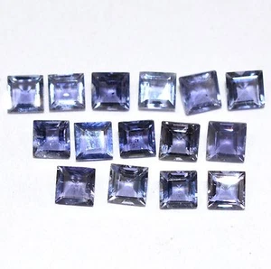 4.45 Cts Natural Iolite Square Cut 4 mm Lot 15 Pcs Lustrous Blue Loose Gemstones - Picture 1 of 2