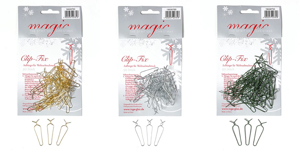 50 Kugelaufhänger Metall Clipfix für Weihnachtskugeln Christbaumkugeln Baumhaken - Bild 1 von 1