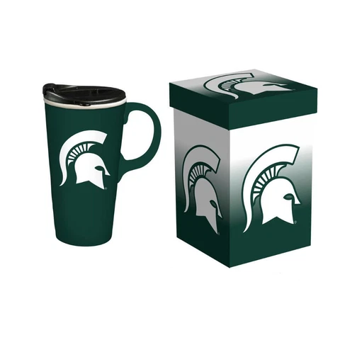Michigan State Spartans 17oz Latte Travel Coffee Mug [NEW] NCAA Tumbler Glass Cover