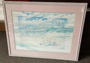 Paul Brent Lithographic Print Beachfront View Landscape 32”x42” 1989 Free Ship - Picture 1 of 4
