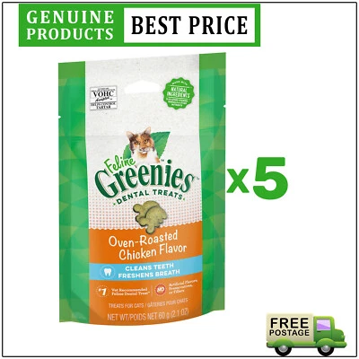 GREENIES Roasted Chicken Flavour Feline Dental Treats for Cat 60 Gm 5 Packs - image 1 of 2