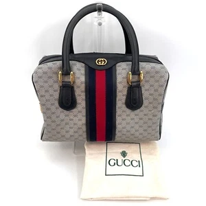 Vintage GUCCI Boston Hand Bag Sherry Line PVC Leather Authentic - Picture 1 of 19