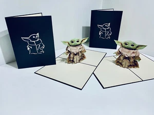OrigamiPopCards.com BABY YODA STAR WARS 3D Pop Up Greeting Card Happy Birthday - Picture 1 of 12