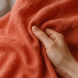 Coral Linen Fabric by the Yard – Soft Washed, Textured for Apparel & Home Decor - Picture 1 of 10