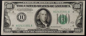 1934 $100 Federal Reserve Note, St Louis! Nice shape! No pinholes! Fr# 2152 H. - Picture 1 of 4