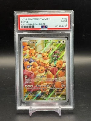 PSA 9 MINT Eevee Twilight Masquerade Illustration Rare Holo Pokemon 188/167 - Image 1 of 2