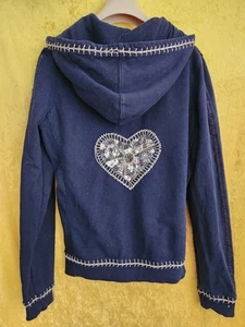 Twisted Heart RARE Cotton Hoodie & matching Tank Top Glitter Beaded Heart - Picture 1 of 12