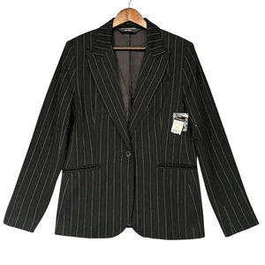 Norma Kamali Pinstripe Single Breasted Blazer Jacket Business Career Size 16 - Picture 1 of 11