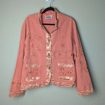 Chaqueta Boho Bordada Flashback Naranja Floral Artística Lagenlook **Ver Talla** Foto 1 de 4