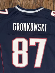 Nike Rob Gronkowski 87 New England Patriots Navy Jersey Super Bowl XLIX Y 14 -16 - Picture 1 of 12