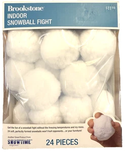 “NEW”  Brookstone Indoor Snowball Fight - 24 Soft Snowballs White - Picture 1 of 2