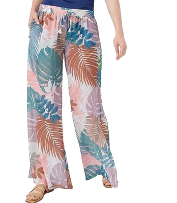 Jantzen Relaxed Printed Lounge Pant Palm Print 1X A395742 - Image 1 of 2