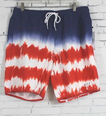 Neff Dyed Stripe Polyester Hot Tub Shorts, Men's Large, American Print New - Image 1 of 2