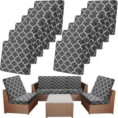 Fundas de cojín elásticas para patio al aire libre Newwiee 12 piezas sofá gris oscuro  Foto 1 de 4