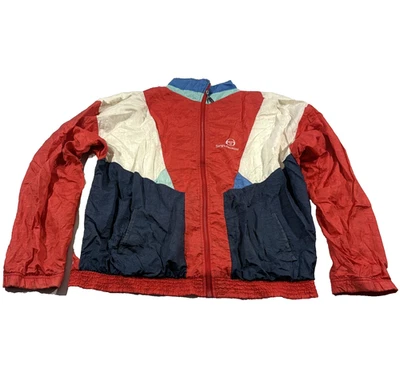 Sergio Tacchini Vintage Nylon Red White Blue Windbreaker Track Jacket Sz 46 - Image 1 of 4