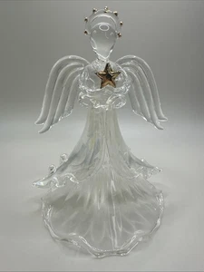 Lenox schimmernder Engel irisierende Kristallglas Figur goldfarbene Akzente Stern - Bild 1 von 9
