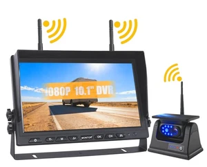 RV Magnetic Solar Wireless 1080P Backup Camera 10" DVR Monitor Reverse Parking - Picture 1 of 11