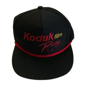 Vintage Kodak Racing Mütze schwarz Kappe rotes Seil Druckknopflasche USA Trucker USA 1 Größe - Bild 1 von 11