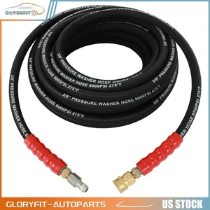 3/8" x 50ft 6000psi Hot Water Pressure Washer Hose Non-Marking 2-Braid R2 Black - Picture 1 of 6