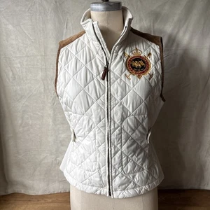 Polo Ralph Lauren Sport Vest Womens Large White Quilted Puffer Equestrian - Picture 1 of 10