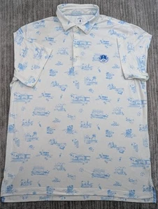 Johnnie-O Mens XL Polo Shirt Stretch Golf Geometric Las Vegas Cocktails AOP - Picture 1 of 15