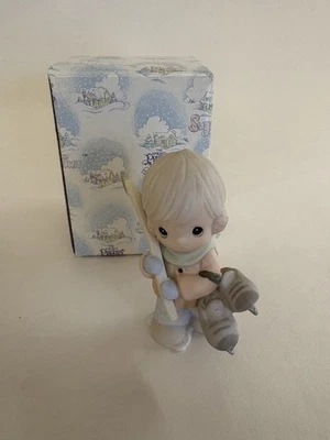 1996 Precious Moments Figurine Sugar Town Leroy 184071 Hockey Player - Image 1 of 4