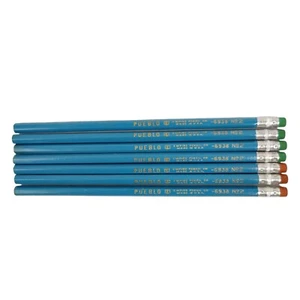 Vintage Rare Pueblo Empire Pencil Co USA Lot of 7 Blue Colored Barrel Pencils   - Picture 1 of 4