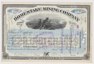 1907 Homestake Mining Company Stock Certificate California - Picture 1 of 1
