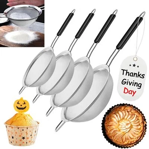 4-Piece Fine Mesh Skimmer Set Stainless Steel Strainer for Pasta Rice Quinoa - Picture 1 of 7