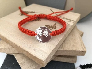 Personalisiertes Foto graviert 925 St Silber handgefertigtes Armband Kinder Frau Mann ❤ - Bild 1 von 7