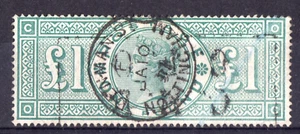 GB QV 1883/91 Sg 212, £1 Verde - DENMAN ST. NOTTINGHAM CDS JA.10.94 - Imagen 1 de 2