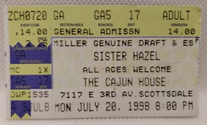 Sister Hazel Concert Ticket Stub 7/20/98 Cajun House Scottsdale, AZ - Picture 1 of 5