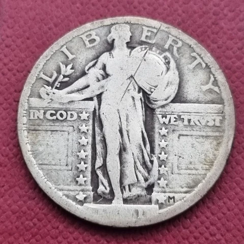 1921 Standing Liberty Quarter 25c Circulated #51203 Cover