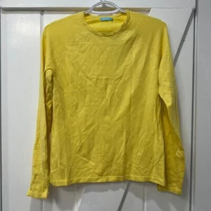 J Mclaughlin Jamey Sweater Small Yellow Long Sleeve Knit Cotton Button Crew NWT - Picture 1 of 7