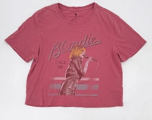 Blondie Shirt Womens Medium Junk Food red T-Shirt Cropped Cutoff 80s Rock - Picture 1 of 9