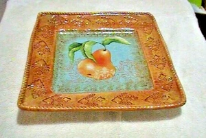 Certified International Square Platter Rustic Pear Susan Winget Pear 16.5 Inch - Picture 1 of 23