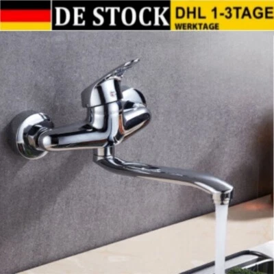 Küchenarmatur Schwenkbar Auslauf Wandmontage Mischbatterie Wasserhahn Bad Küche. - Bild 1 von 4