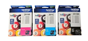 New 3 Genuine BROTHER LC201BK LC201M LC213C Ink Cartridges Exp.2021, 2023, 2025 - Picture 1 of 2
