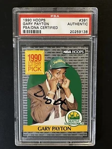 1990 Hoops  Gary Payton #391 Signed Rookie Card PSA/DNA HOF RC Auto - Picture 1 of 2