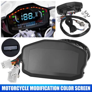Universal Backlight LED LCD Digital Motorcycle Speedometer Odometer Tachometer - Picture 1 of 15