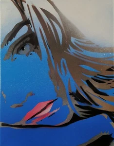 Original Gemälde signiert Portrait Kunst Acryl auf Leinwand Frau ohne Titel 11"x14" - Bild 1 von 2