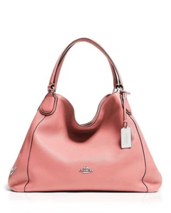 Coach 33547 Edie 31 Pebbled Leather Carryall Shoulder Hobo Purse pink - Picture 1 of 11