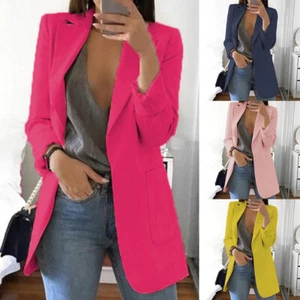 Womens Long Sleeve Casual Coat Jacket Ladies Office Work Suit Blazer Plus Size @ - Picture 1 of 15