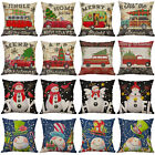 Christmas Tartan Checkered Plaid Truck Throw pillow Cases Snowman Cushion Cover